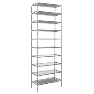 10 Tiers Shoes Rack Shelves 27 Pairs Shoes Storage Organizer Stand Non-Woven Fabric Detachable Shoes Tower Stackable Shoes Storage Rack For Entryway