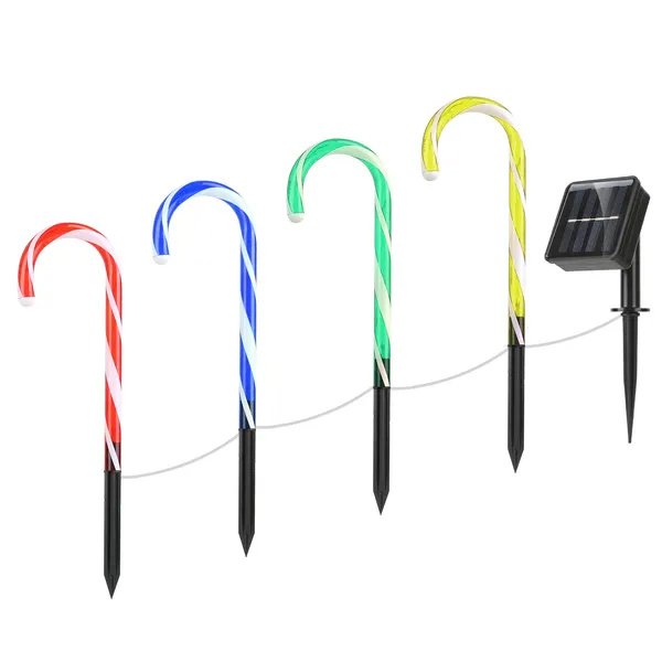 Solar Christmas Candy Cane Light IP55 Waterproof Stake Light - Image 2