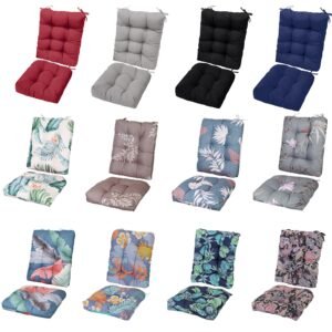 2Pcs Waterproof Rocking Chair Cushion Upper And Lower Back And Seat Sets With Non-Slip Ties Oxford Cloth Surface Polyester Filling Comfortable For Indoor Home Office Car