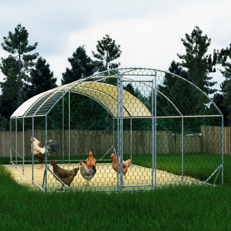 26'x9'x6'Large Metal Chicken Coop,Walk-in Poultry Cage,Chicken Run With Waterproof Cover,Outdoor Backyard Farm,Chicken Rabbits Duck Run Pen,Easy To Assemble And Clean - Image 2