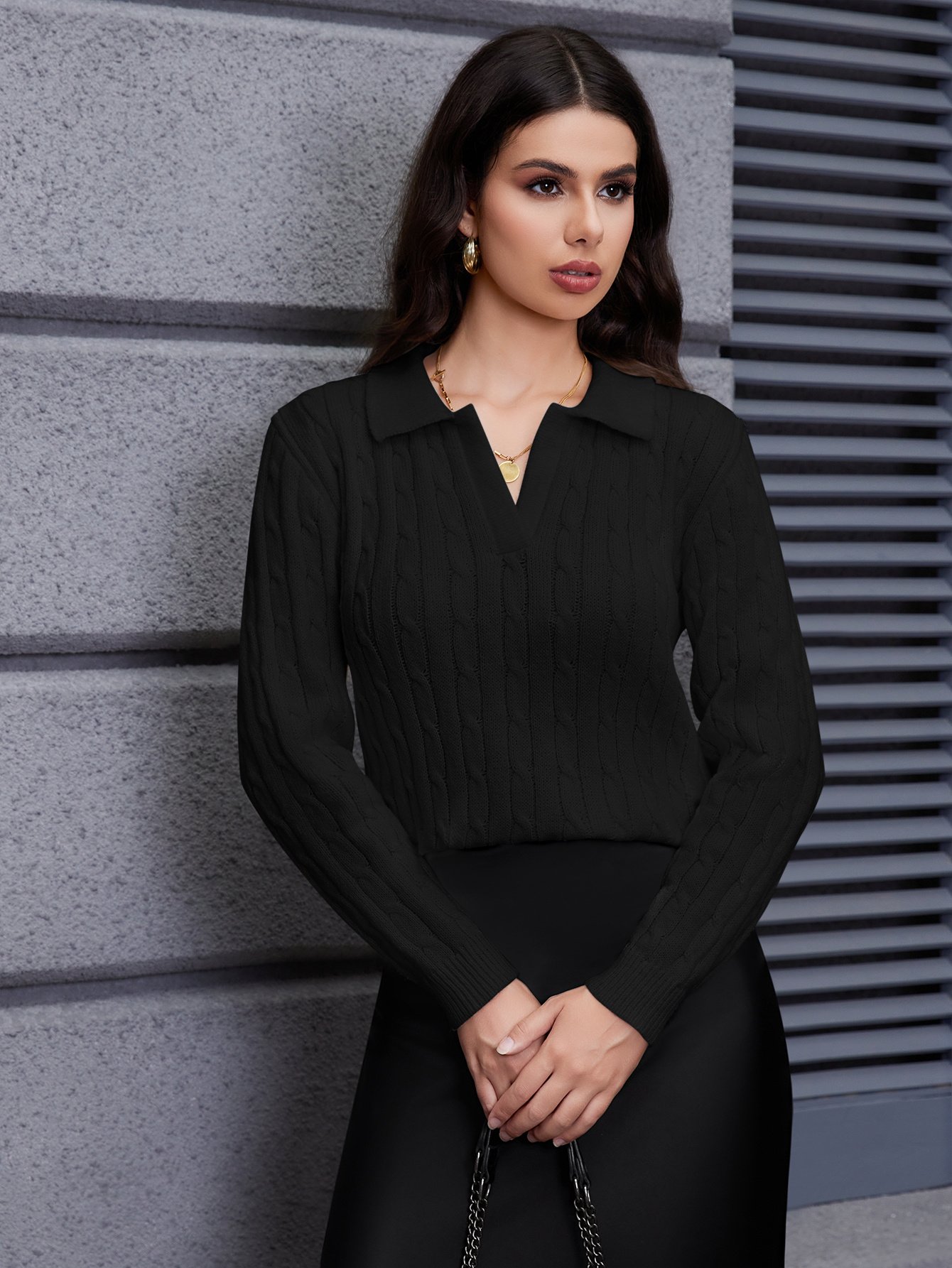 Women's Solid Color Long Sleeved Shirt - Image 3