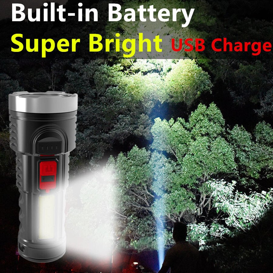 LED Flashlight Torch Rechargeable Work Light Built-in Battery - Image 10