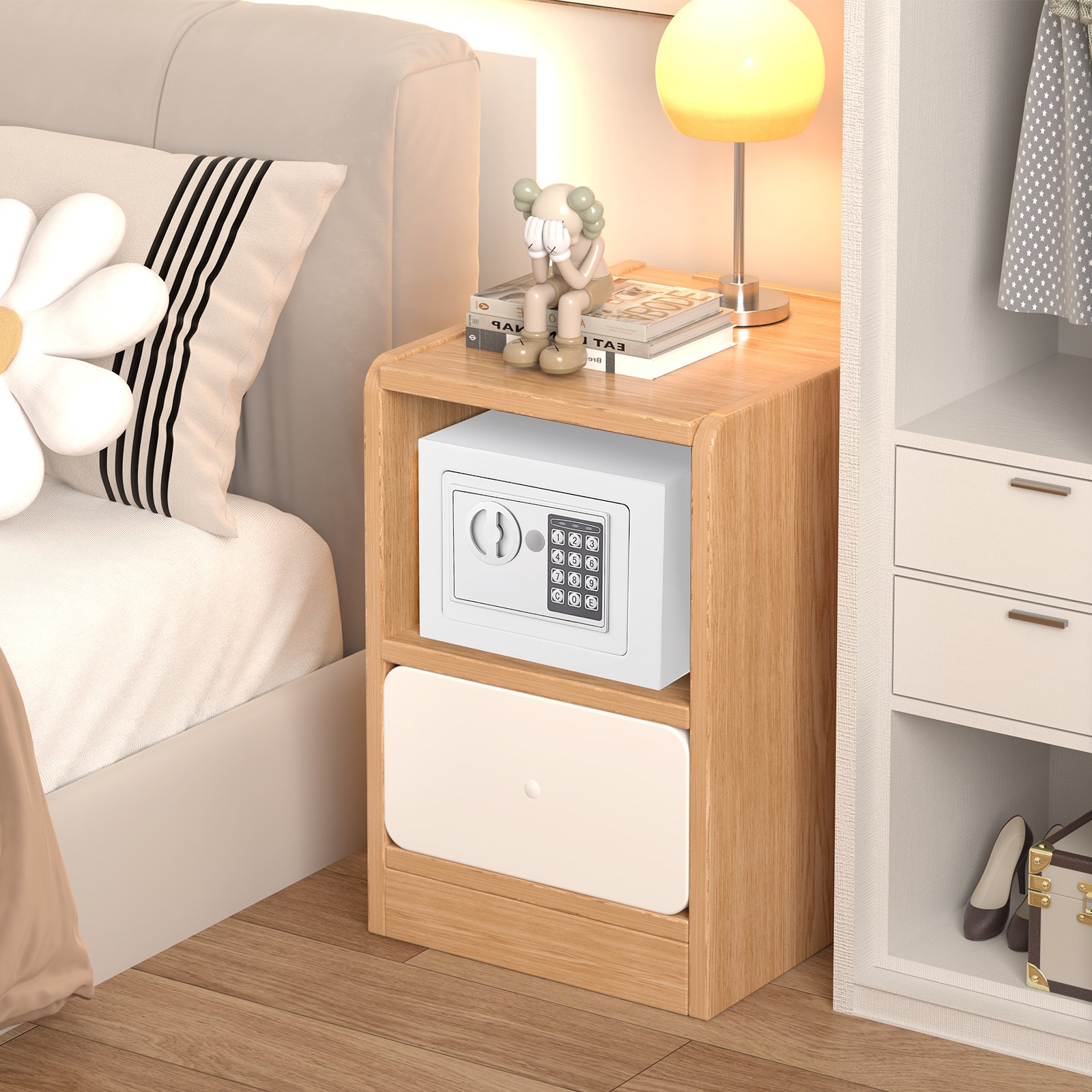 Secure Safe With Key And Password Money Home Safe, 0.23 Cubic Feet Small Safe, Mini Storage Cabinet, Suitable For Home Use, Can Store Money, Documents, And Valuable Items