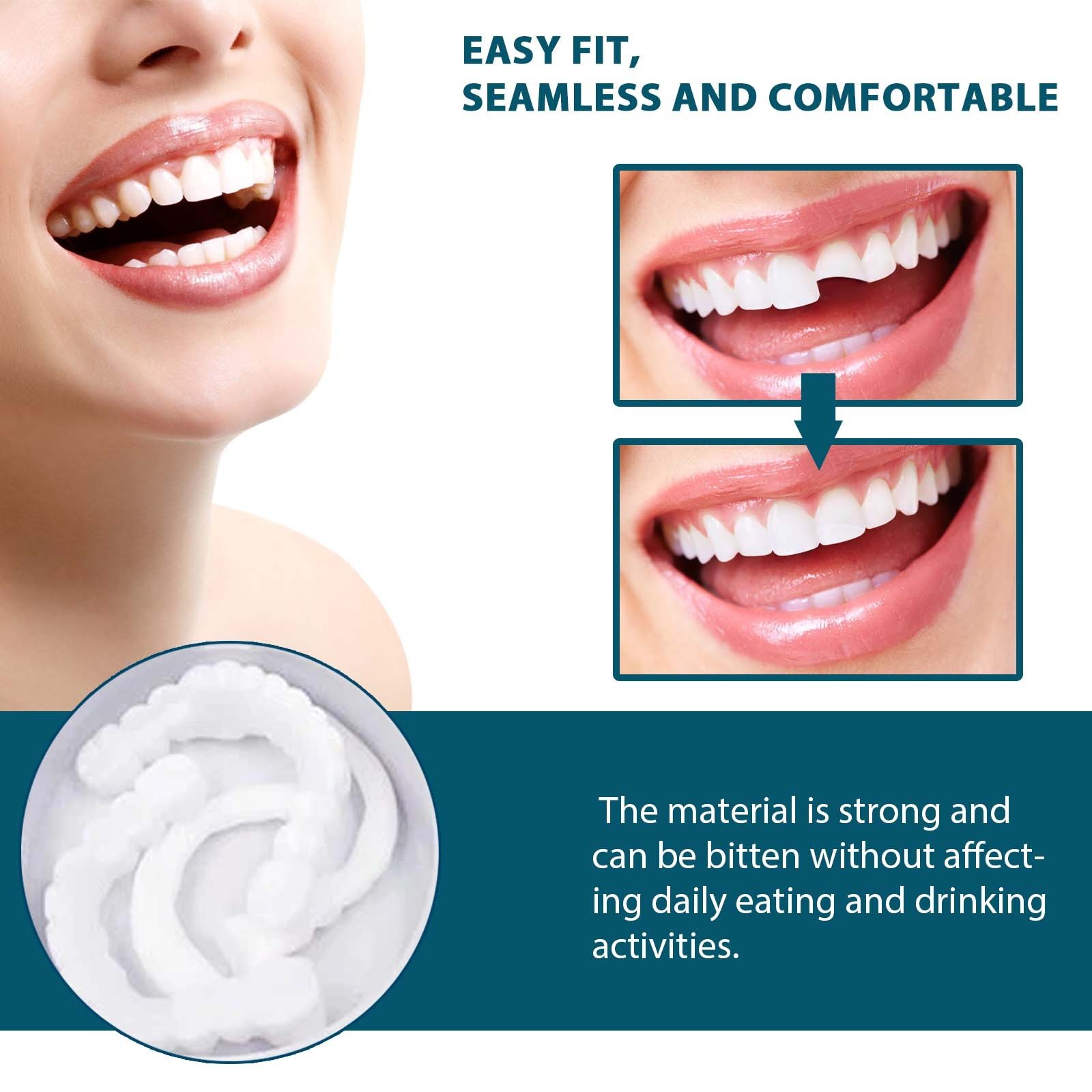 Adjustable Snap-on Dentures, Perfect Temporary Teeth Coverage, Adjustable Snap-on, Moldable Dentures, Orthodontic Denture Kits, Beautiful Smile, Natural And Comfortable - Image 5