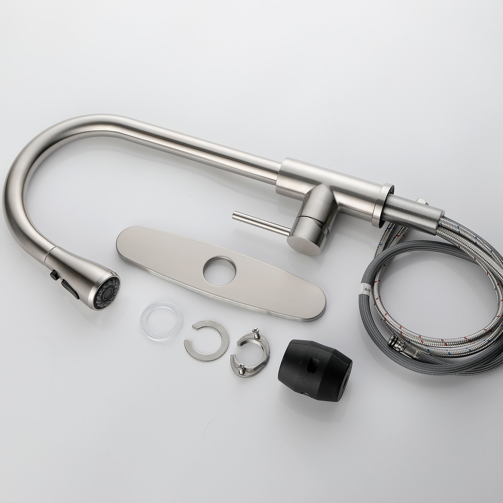 Single Handle High Pull Out Kitchen Faucet, Single-stage Stainless Steel Kitchen Sink Faucet, With Pull Down Spray - Image 4