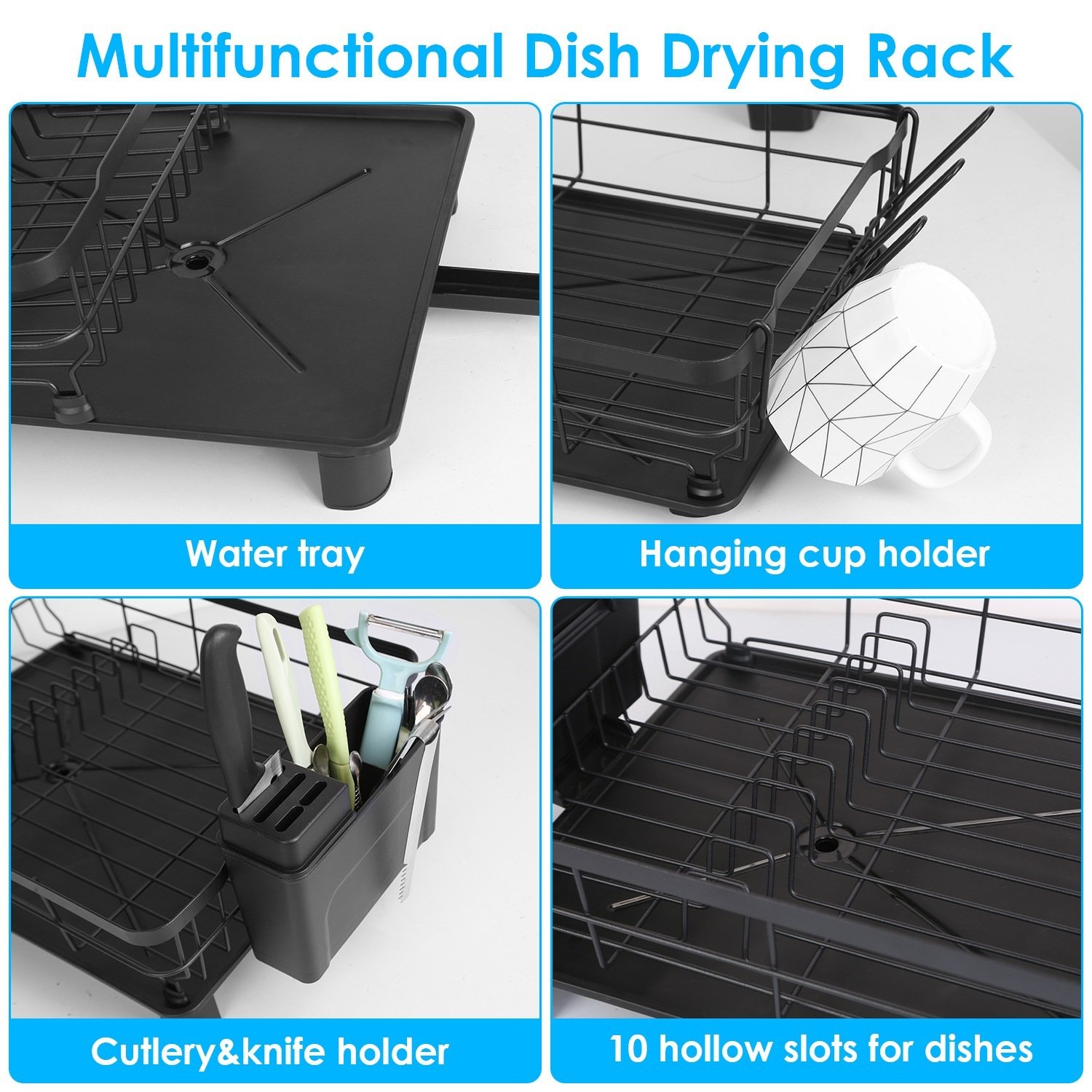 1Pc Dish Drying Rack Drain Board Utensil Holder Organizer Drainer Tableware Organizer Kitchen Countertop Storage Shelf - Image 4