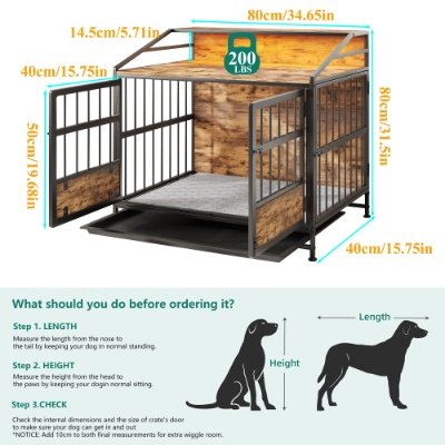 Multi-function Furniture Style Dog Crates With Storage, Dog Crate Furniture Large Wooden Dog Kennel With Double Doors, For Large Medium Dog Indoor, Brown - Image 8