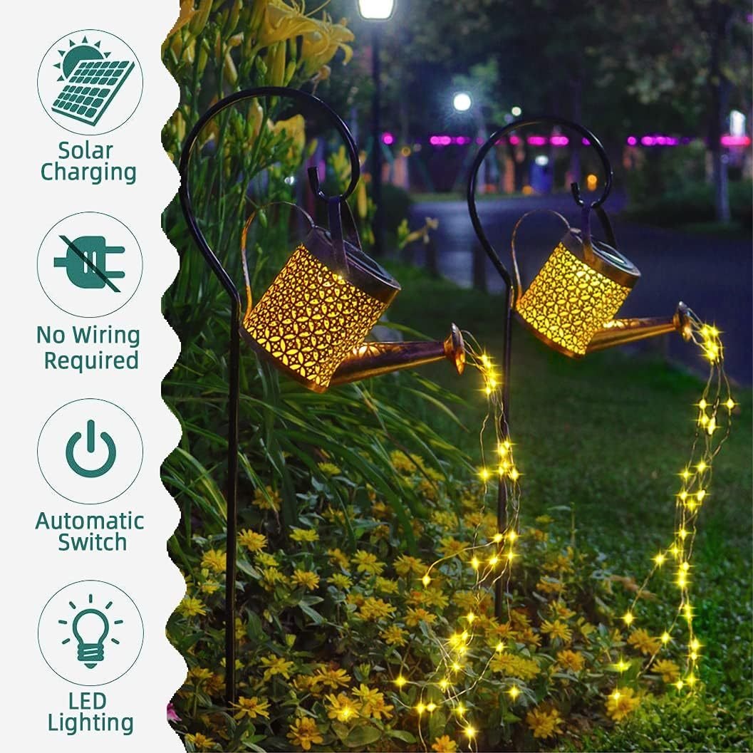 2-Pack LED Watering Can Solar String Lights Outdoor Solar Decorative Lights - Image 10