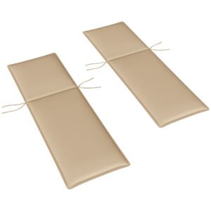 Foldable Chaise Lounge Cushion Set Of 2, Outdoor Lounge Chair Cushion Set, 200gsm Fabric, 76 X 23, Beige