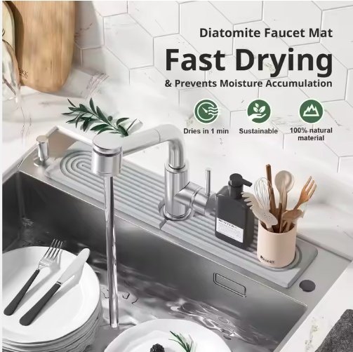 Diatomaceous Earth Sink Tray Stone Home Sink Caddy Kitchen Instant Dry Sink Organizer - Image 2