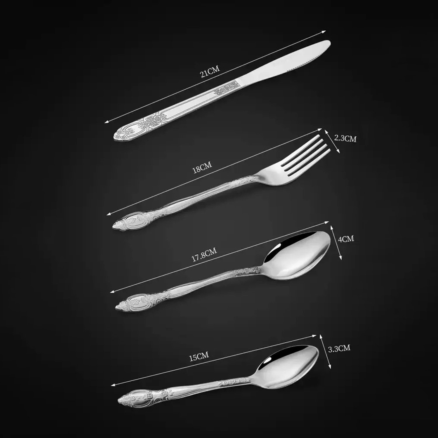 Deluxe Premium Cutlery Flatware Set For The Home - Stainless Steel Cutlery Service With 1 Dinner Fork, 1 Dinner Knife, 1 Dinner Spoon And 1 Tea Spoon - Durable, Elegant And Rust-resista - Image 6