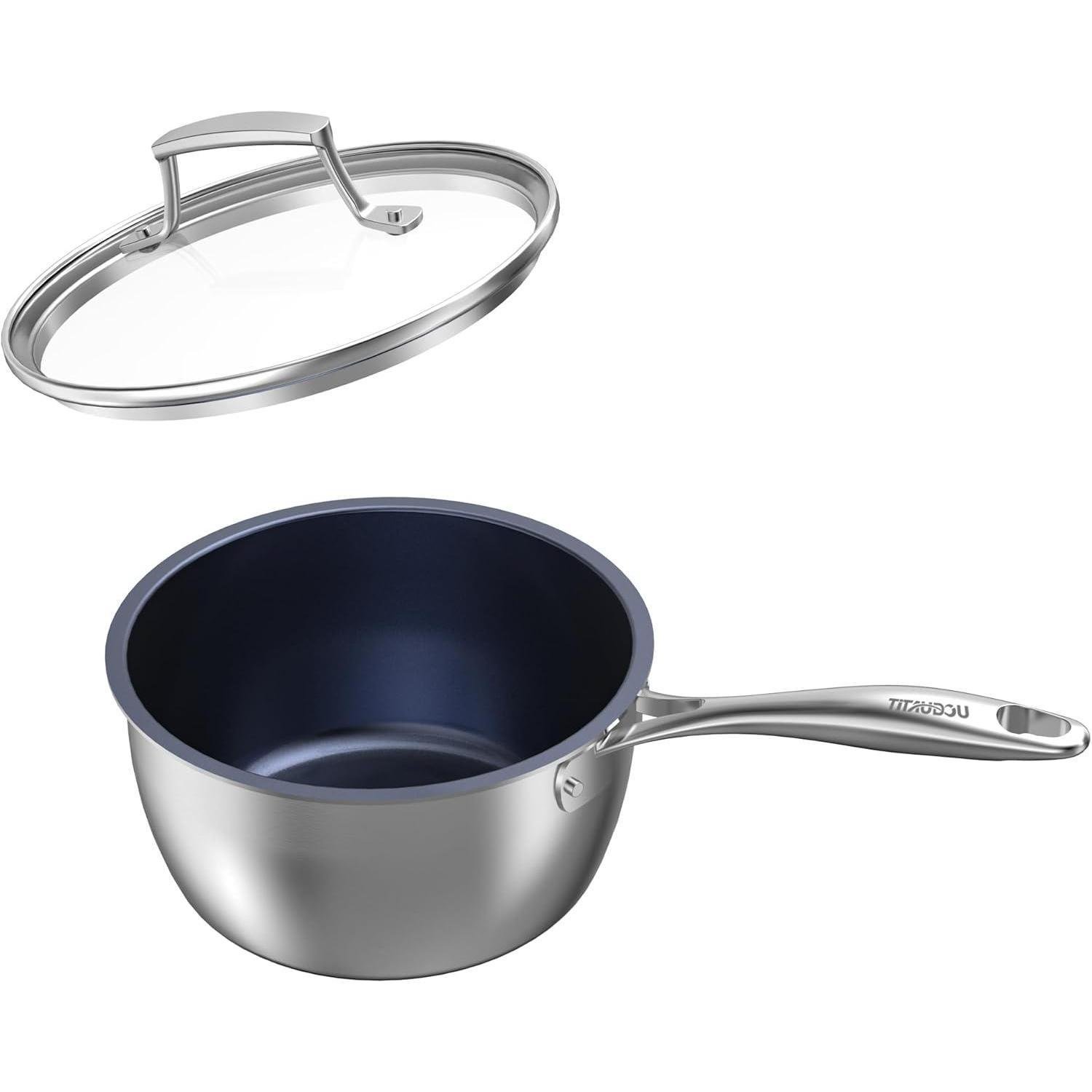 2.2 Quart Titanium Alloy Stainless Steel Multifunctional Household PFOA-free Non-stick Frying Pan With Lid, Dishwasher-safe, Oven-safe, Suitable For All Stovetops - Image 4