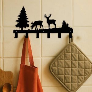 Wall Metal Elk Key Hook Rack - Wall Organizer For Clothes, Bags Entryway Decor