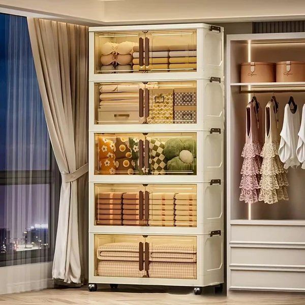 Foldable Storage Cabinet-Dark -3 Layer, 2 Colors - Image 4