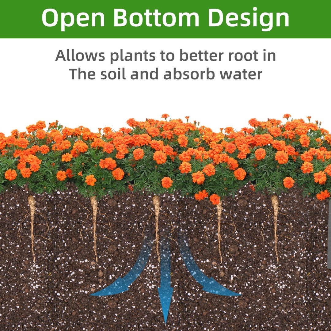 48x48x10 Inch Raised Planting Bed, Outdoor Floor Standing Wooden Planting Box, Tool-Free Assembly - Image 7
