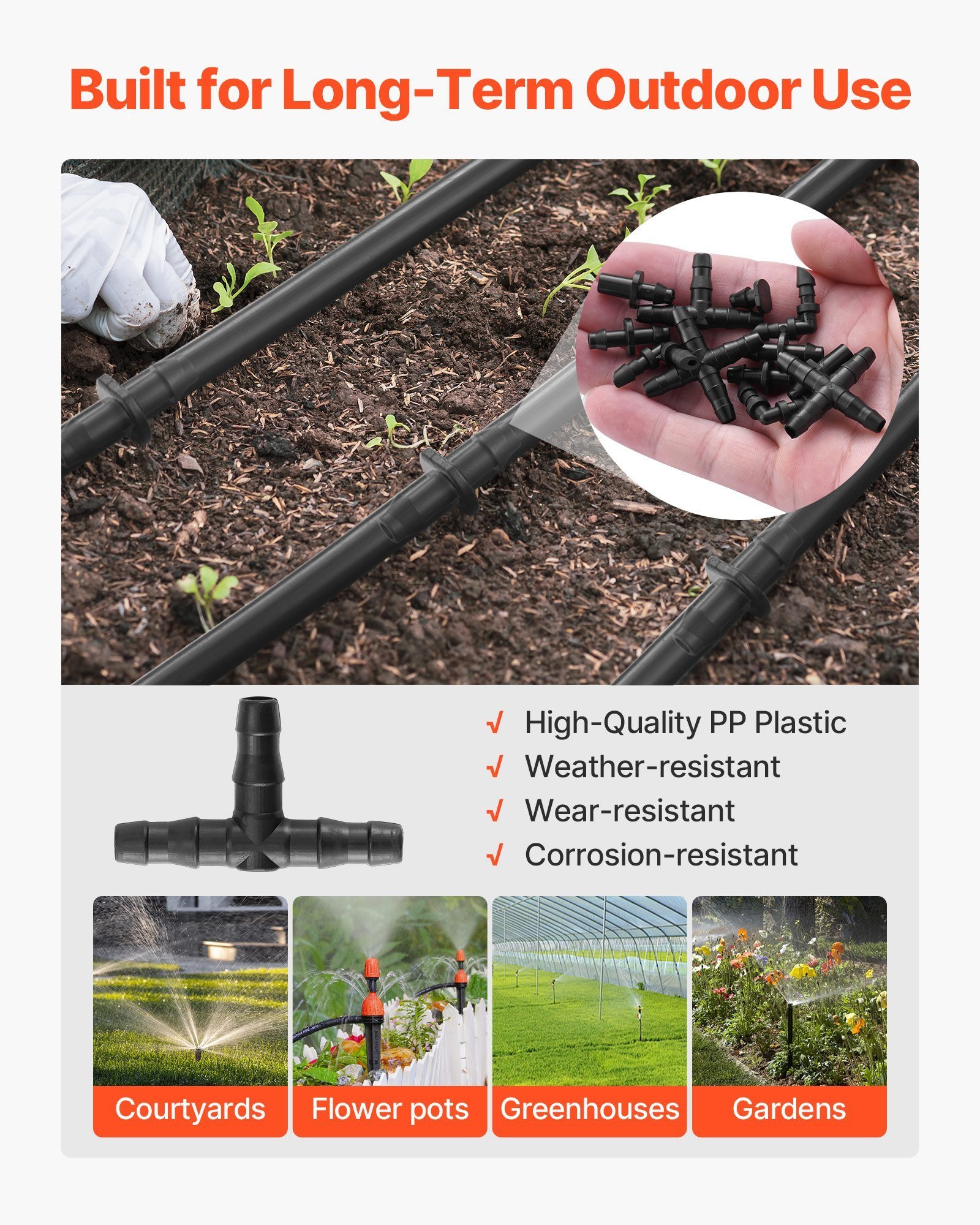 300Pcs Drip Irrigation Fitting Parts Kit For 1/4" Tubing For Yard Garden Lawn - Image 5