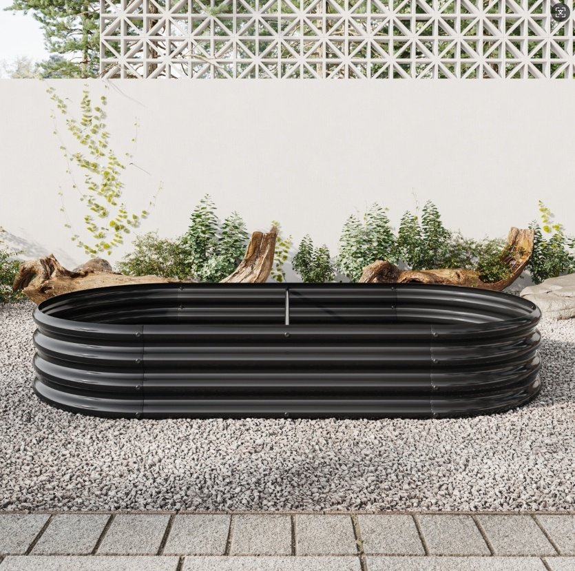Raised Garden Bed Outdoor, Oval Metal Planter For Plants, Vegetables, Flowers - Image 8