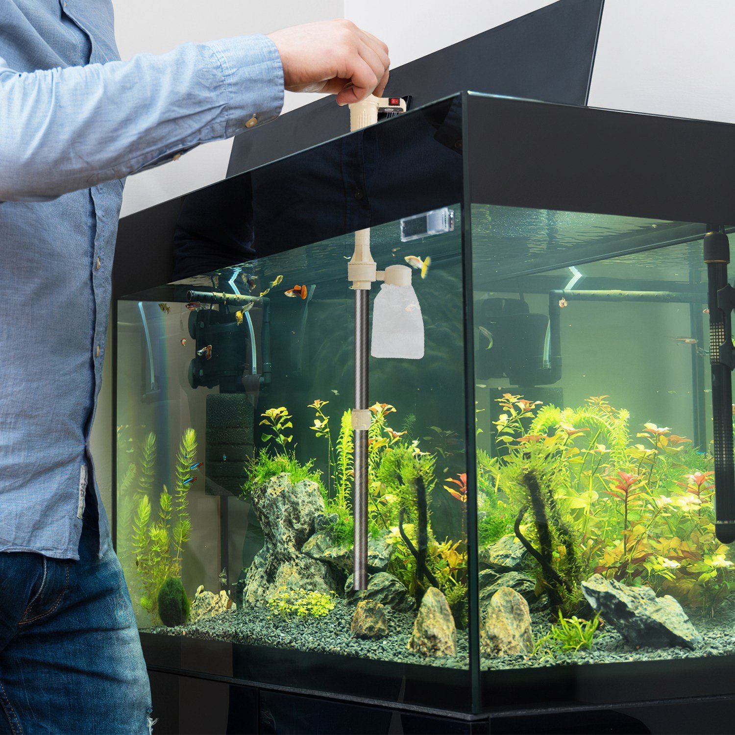 1 Set Multifunctional Electric Aquarium Gravel Cleaner Kit Length Adjustable Automatic Fish Tank Vacuum Cleaner Change Water Wash Sand Filter Dirt Removal - Image 8