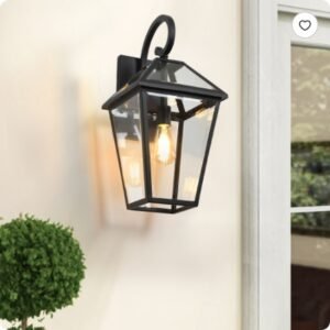 211-Pack Outdoor Wall Lantern Light Modern Black Metal & Clear Glass Sconce For Porch, Patio, And Garden Lighting Bulb Not Included