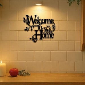1PC Vintage Rustic Metal'Welcome To Our Home'Wall Sign,Farmhouse Decor For Porch