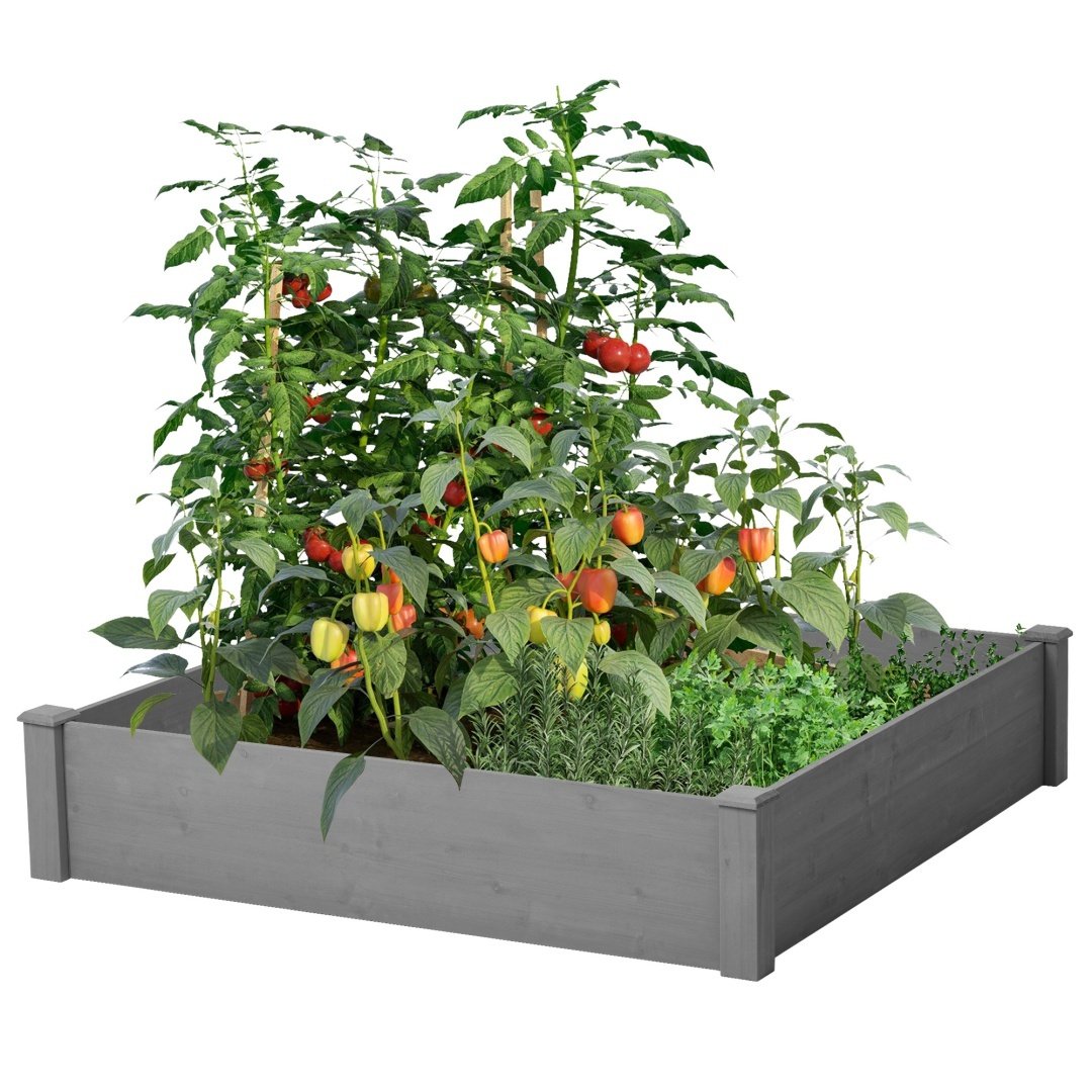 48x48x10 Inch Raised Planting Bed, Outdoor Floor Standing Wooden Planting Box, Tool-Free Assembly - Image 4
