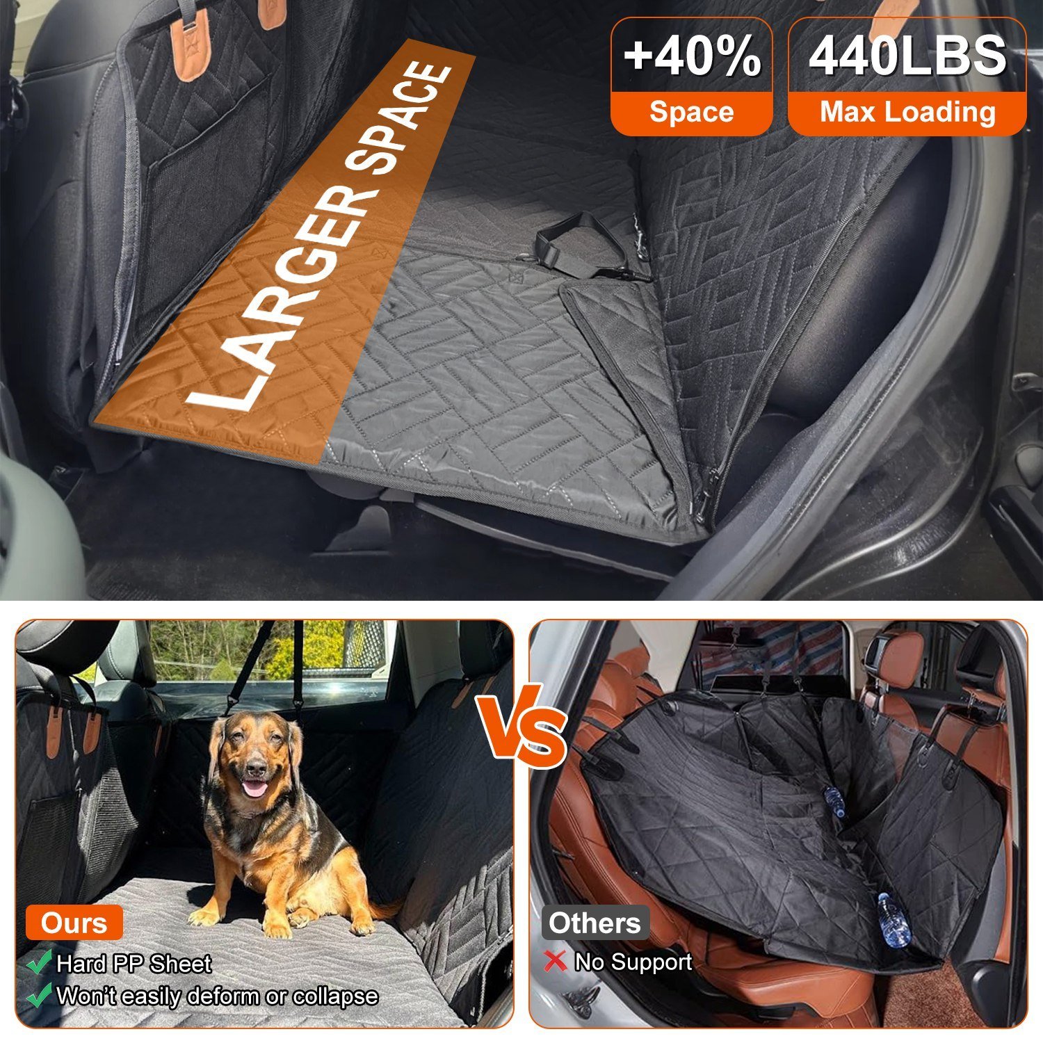 1Pc Dog Car Seat Cover For Back Seat Waterproof Oxford Cloth Seat Cover Hammock Non-Slip Scratchproof Back Seat Extender With Side Flap Mesh Window Storage Bag For Car SUV Truck - Image 5