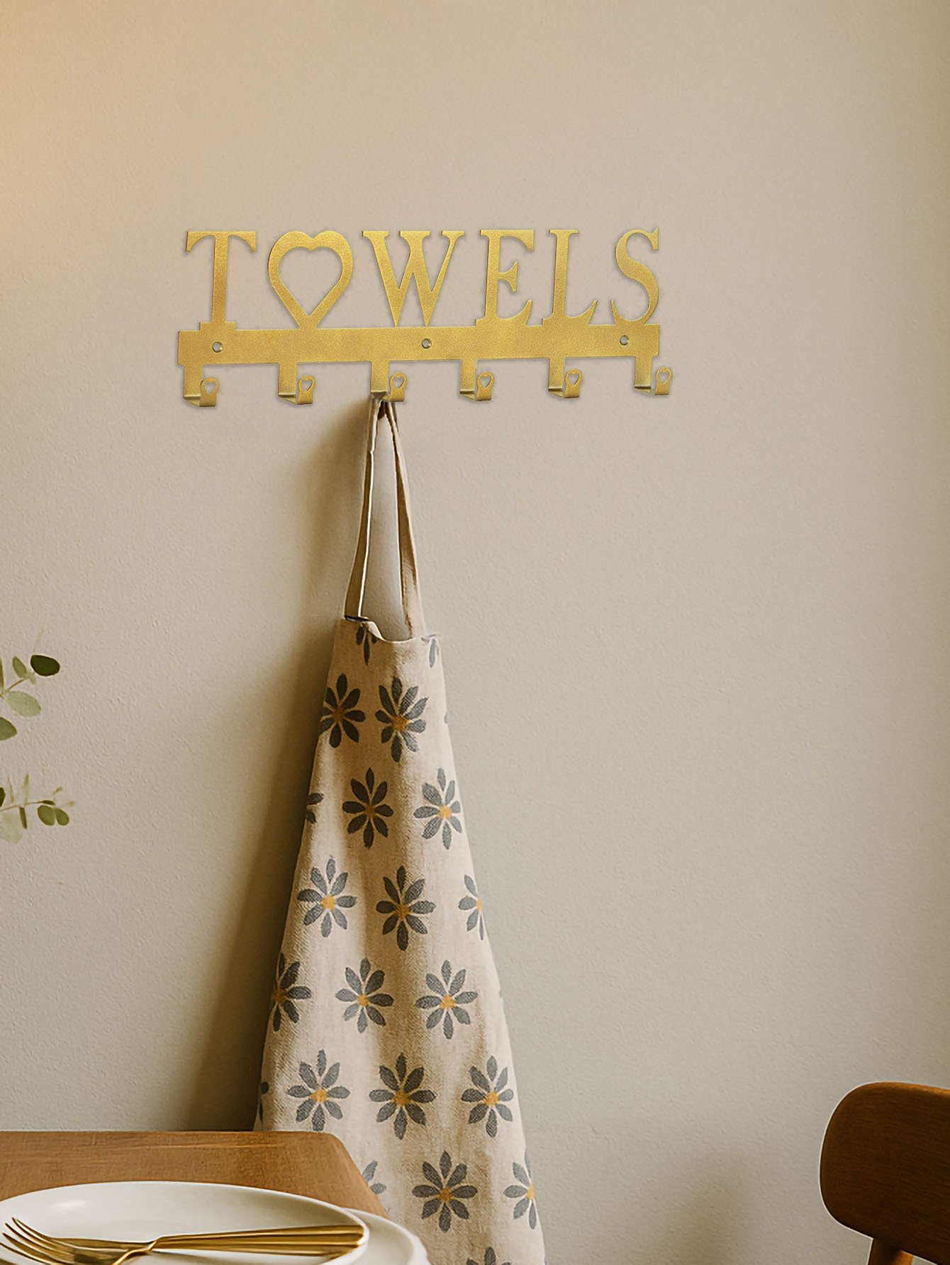 Metal Wall-Mounted Towel Hook,6-Hook Space-Saving Storage With Sturdy Row Design - Image 3