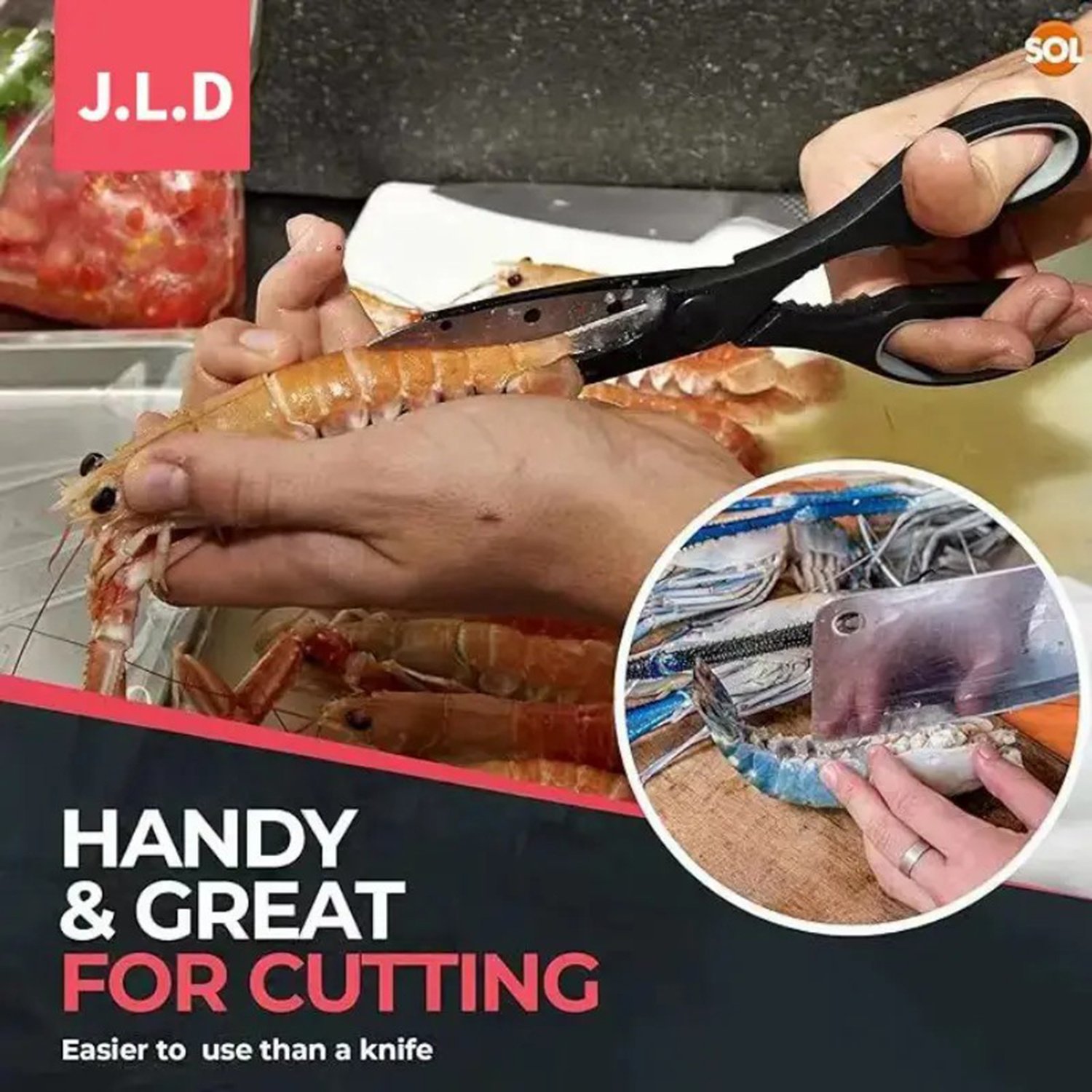 Food Scissors, Sharp Scissors With Walnut Tongs, Bottle Opener, Can Opener, Vegetable Cutting Scissors, Chopping Scissors, USPS Shipping, Supports Self Pickup - Image 5