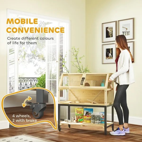 Hamster Cage On Wheels W Storage Shelf, Seesaws, Water Bottle, Hut & Ramps, For Dwarf, Gerbil, Syrian Hamster, Mouse - Image 4