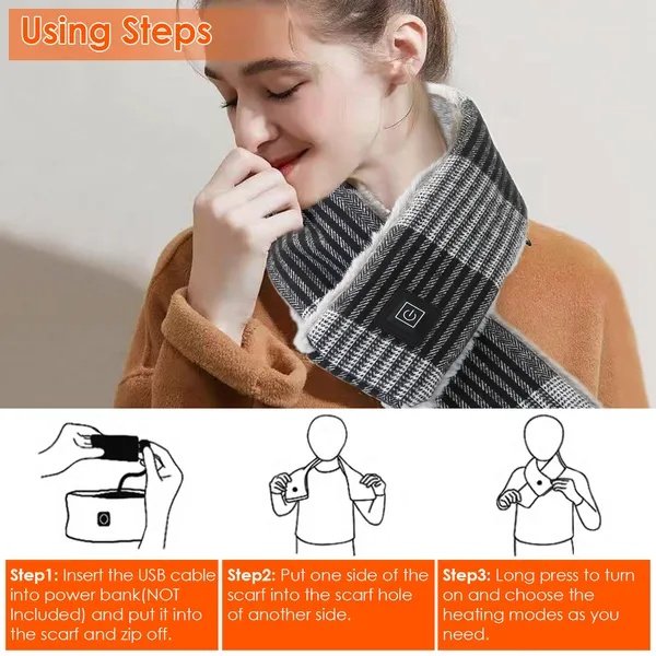 Electric Heated Scarf USB Heating Neck Wrap Unisex Winter Heated - Image 4