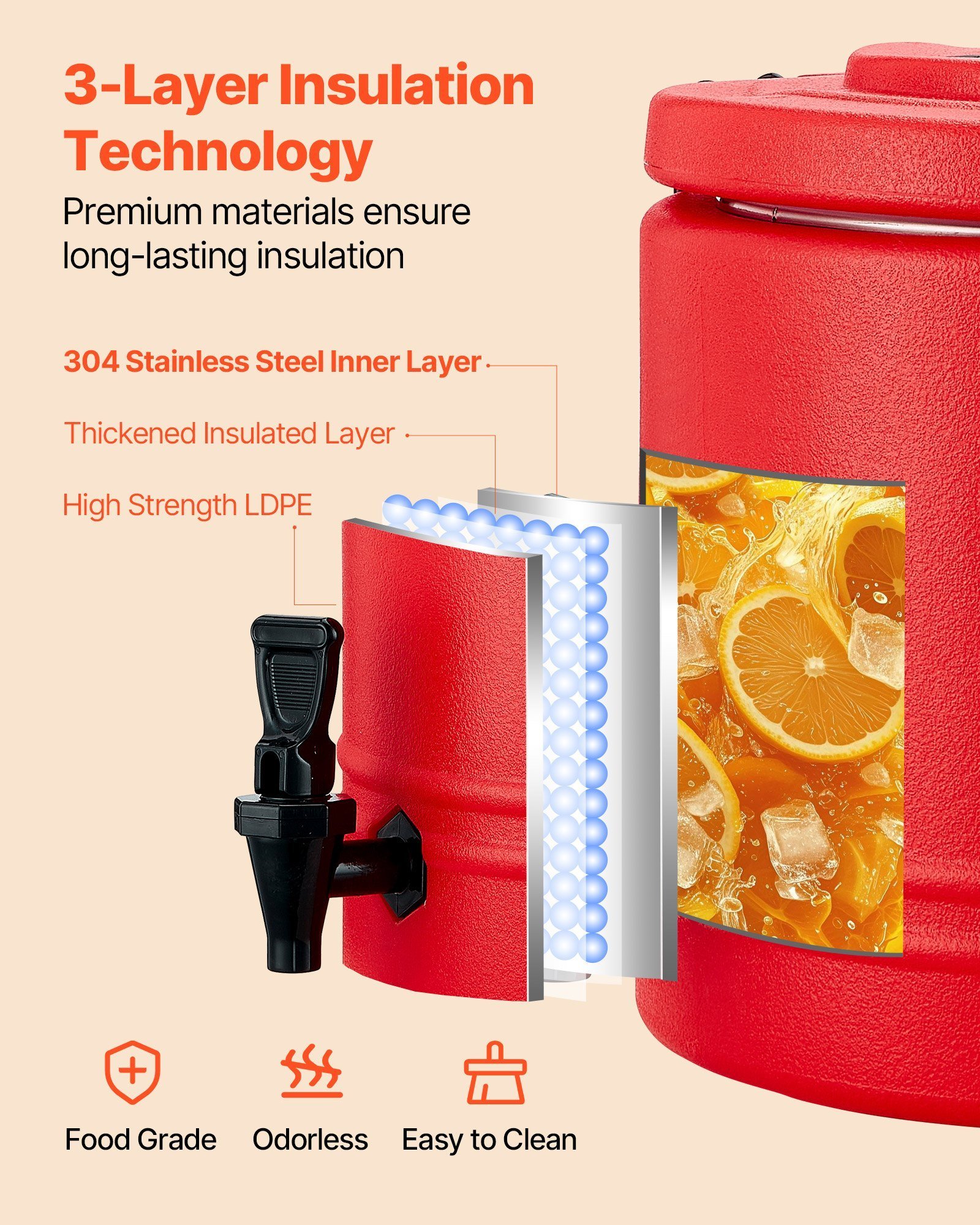 Insulated Beverage Dispenser For Hot And Cold Drinks 2.2 Gal/8L Cooler Jug - Image 4