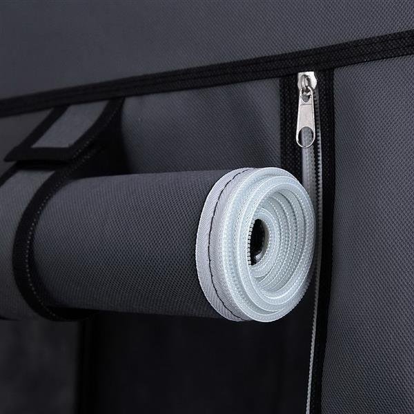 Portable Clothes Closet Wardrobe With Non-woven Fabric And Hanging Rod Quick And Easy To Assemble Gray - Image 5
