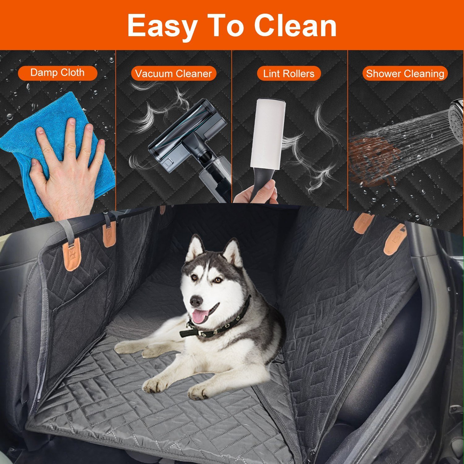 1Pc Dog Car Seat Cover For Back Seat Waterproof Oxford Cloth Seat Cover Hammock Non-Slip Scratchproof Back Seat Extender With Side Flap Mesh Window Storage Bag For Car SUV Truck - Image 8