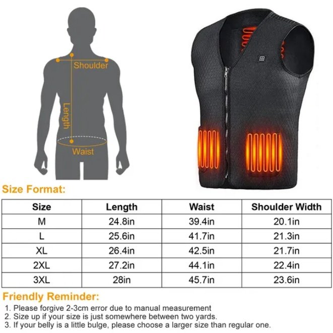Adjustable USB Heated Warm Jacket Vest - Image 2