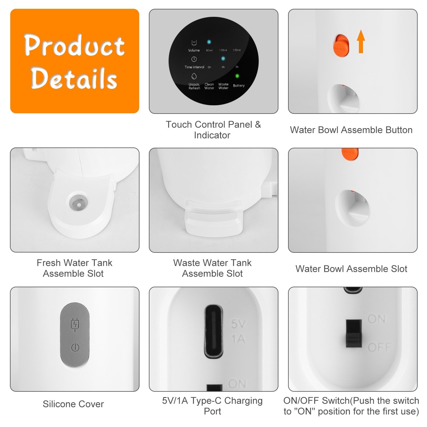 1Pc Smart Pet Water Fountain Automatic Cat Water Dispenser 3L Cordless Rechargeable Dog Water Fountain Self-Refill With 3 Adjustable Volume 3 Time Intervals Touch Control - Image 9