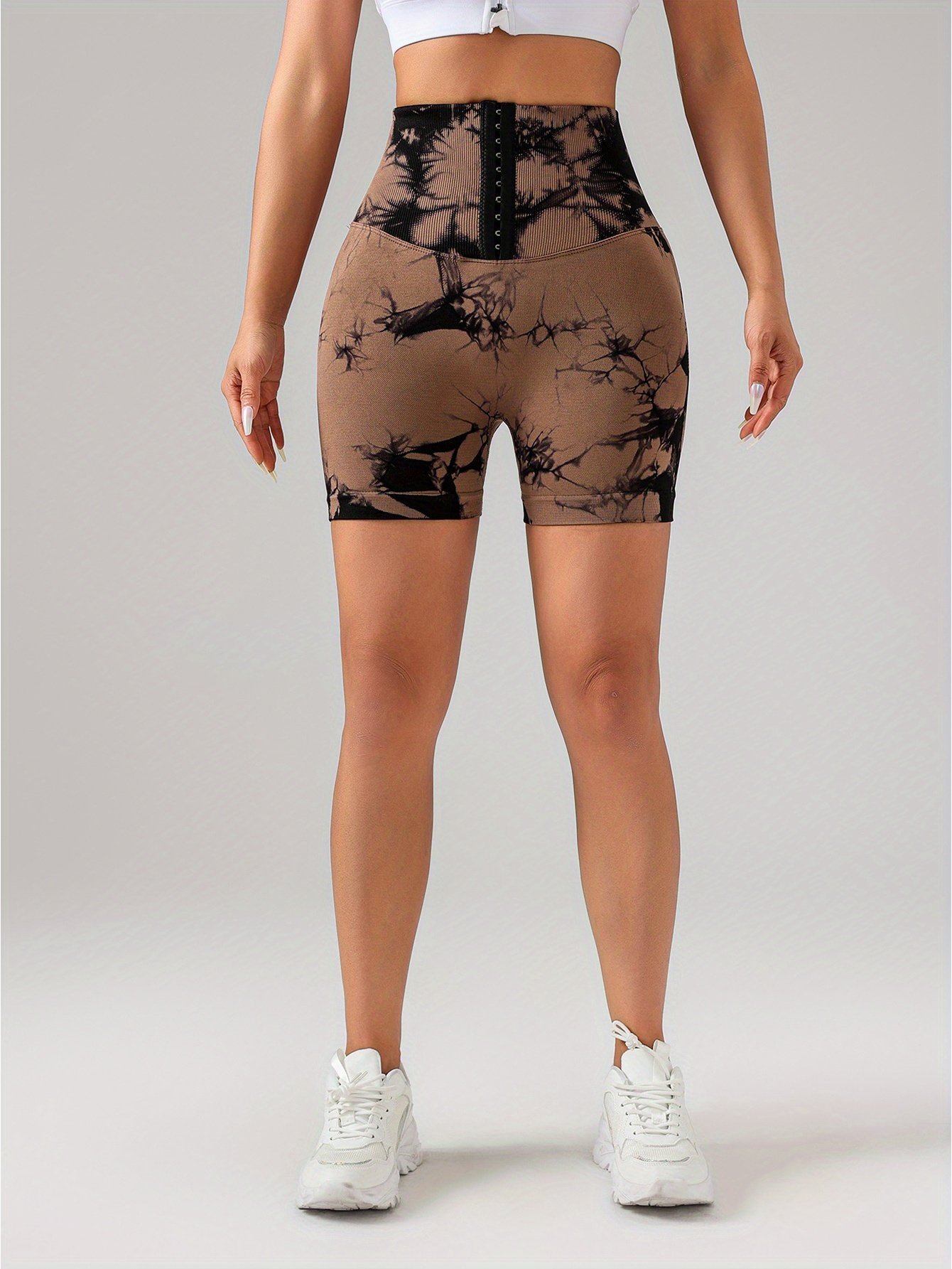 2 Pack 3-ROW HOOK Seamless Sexy Tie Dye Shorts Scrunch Butt Lifting Tummy Control High Waist Quick Drying Sports Yoga Shorts - Image 9