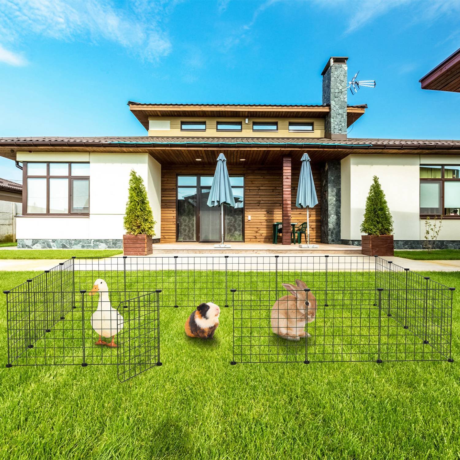 1Pc Small Animal Playpen With Door Dog Metal Playpen Small Medium Kitten Puppy Guinea Pig Rabbit Kennel Small Animal Cage Metal Wire Fence For Indoor Outdoor Yard Camping - Image 7