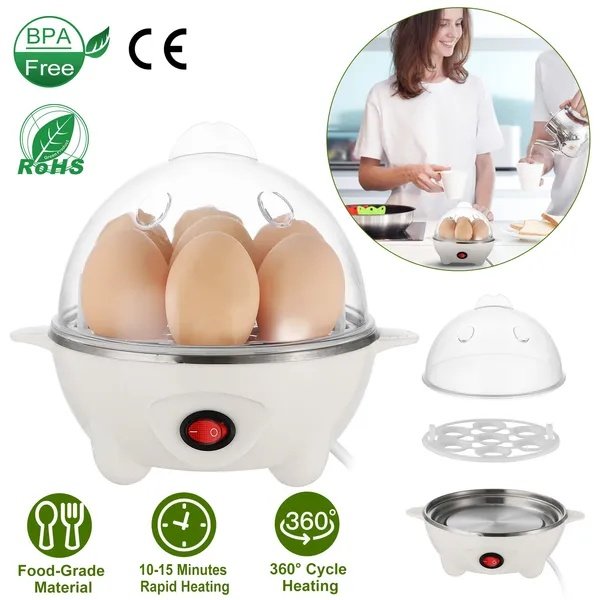 Electric Egg Cooker 7-Capacity BPA-Free Hard-Boiled Egg Maker W Auto-Off Measuring Cup - Image 5