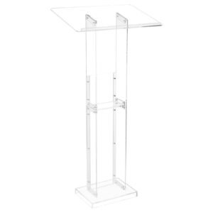 Podium Stand 50 In Portable Acrylic Lectern Storage Shelf Wide Reading Surface