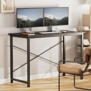 Computer Office Desk For Small Spaces, Writing Gaming Work Desk Modern Kids Study Table With Storage Bag & Headphone Hook