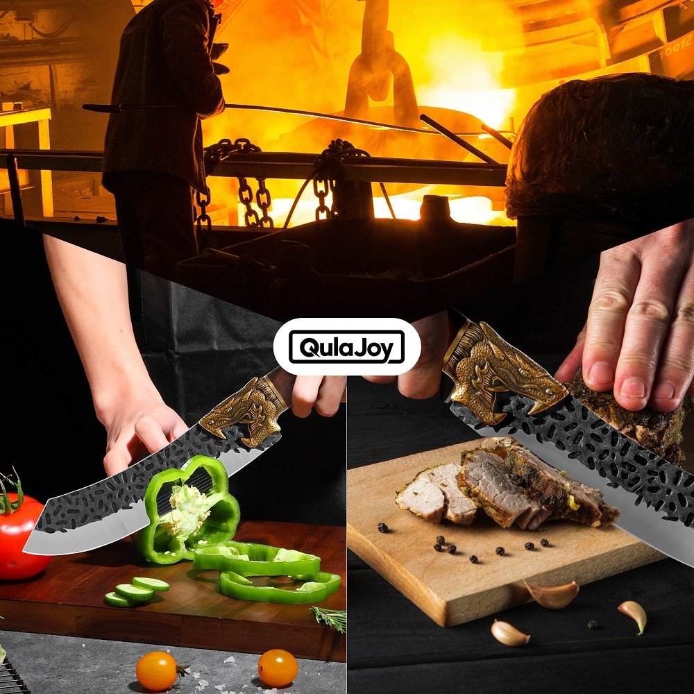 Qulajoy Boning Knife - Hand Forged Camping Knife 7Cr17MOV Blade - Dragon Head Handle And Leather Sheath - Unique Dragon Style - Viking Knife For Hunting & Camping - Image 8