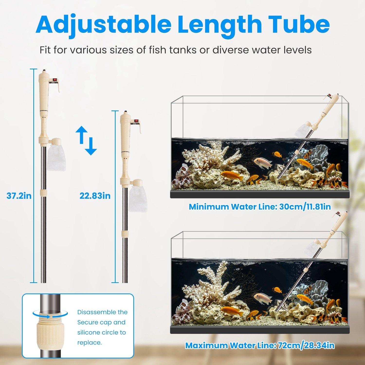 1 Set Multifunctional Electric Aquarium Gravel Cleaner Kit Length Adjustable Automatic Fish Tank Vacuum Cleaner Change Water Wash Sand Filter Dirt Removal - Image 2