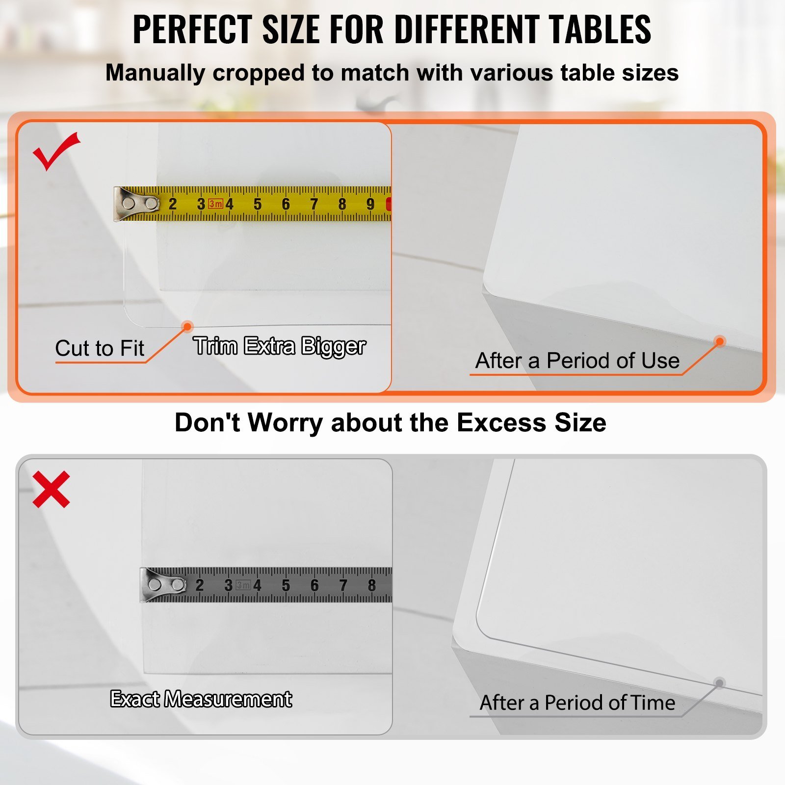 96 X 42 Inch Clear Table Cover Protector, 2mm Thick Clear Desk Protector Table Pads, Plastic Tablecloth Table Protector For Dining Room Table - Image 5