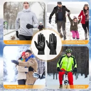 Unisex Leather Winter Warm Gloves Outdoor Windproof Soft Gloves Cycling Skiing Running Cold Winter Gloves
