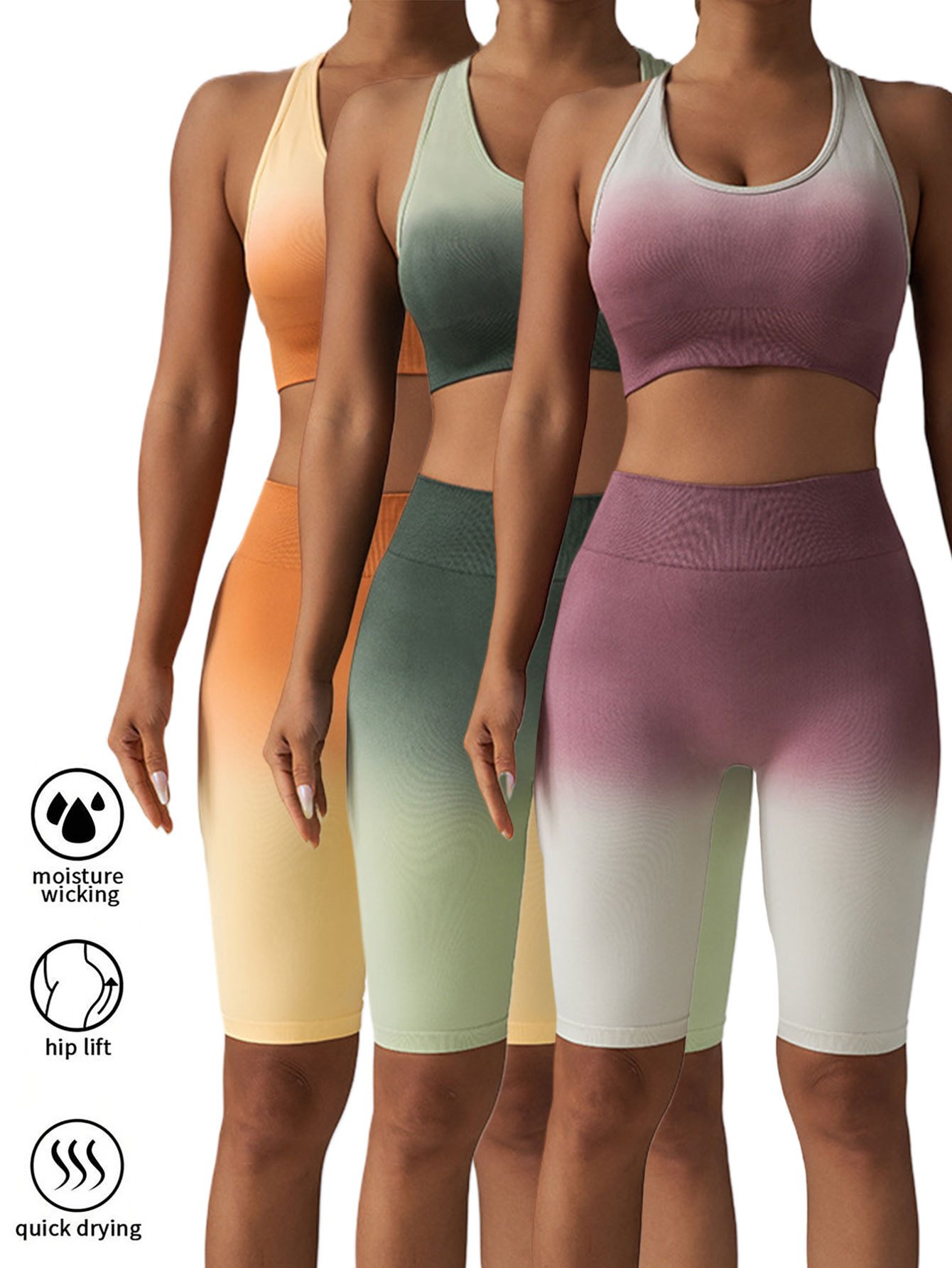 3 Pack Women Workout Shorts Scrunch Shorts Seamless High Waisted Contour Gym Yoga Biker Shorts - Image 3