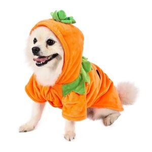 Dog Hoodie Cute Funny Halloween Style Pumpkin Cosplay Costume Warm Puppy Fleece Clothes