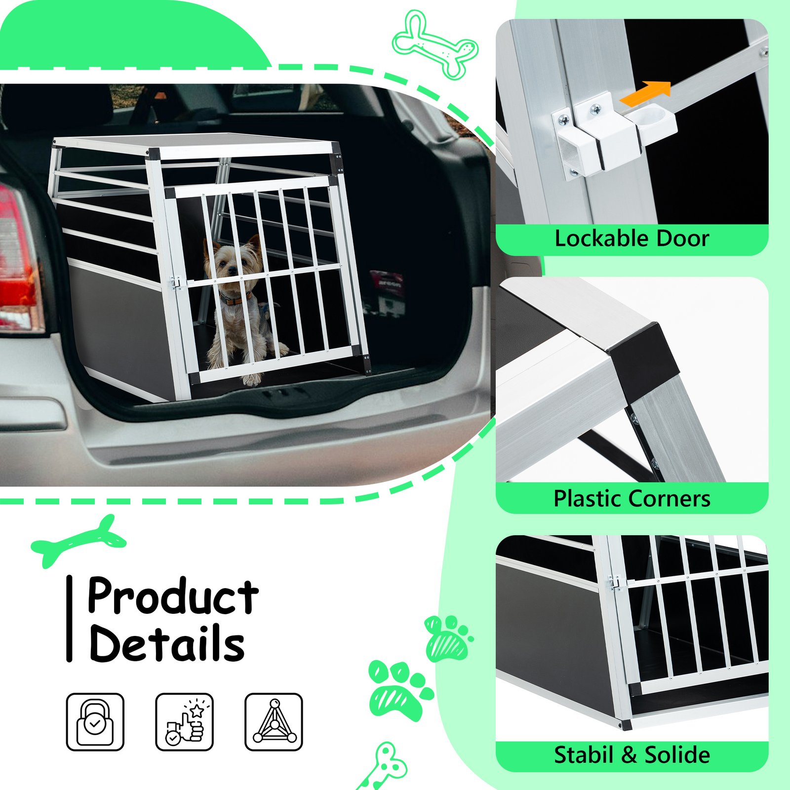 Aluminum Transport Case, Aluminum Car Carrier, Travel Carrier, Suitable For Cats And Dogs, Black And Silver. - Image 5