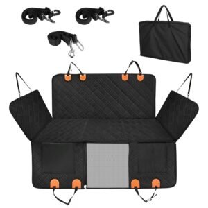 1Pc Dog Car Seat Cover For Back Seat Waterproof Oxford Cloth Seat Cover Hammock Non-Slip Scratchproof Back Seat Extender With Side Flap Mesh Window Storage Bag For Car SUV Truck