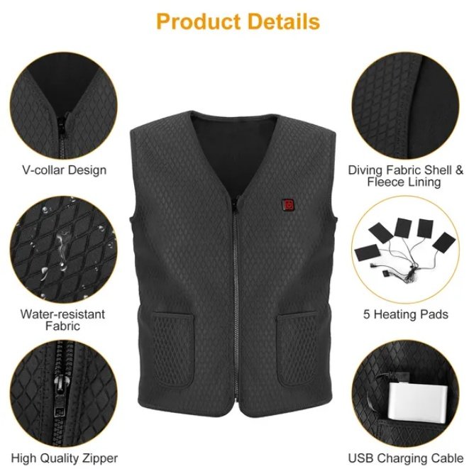 Adjustable USB Heated Warm Jacket Vest - Image 3