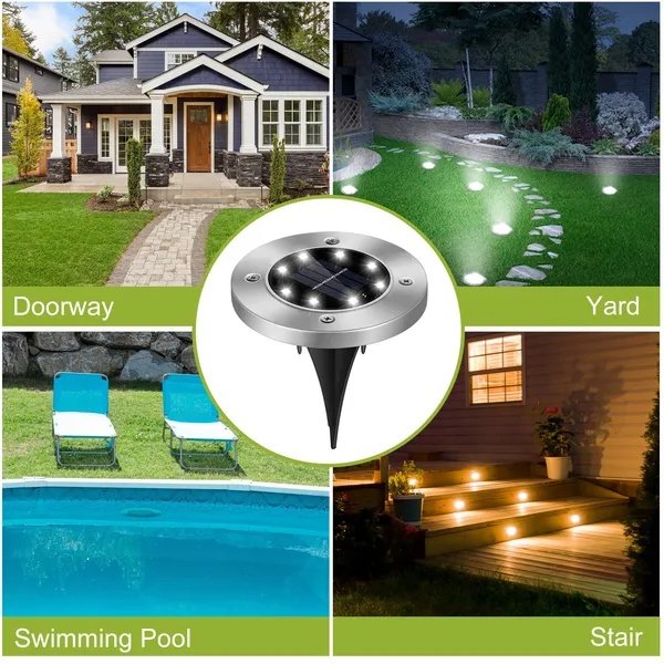 4Pcs Solar Powered Ground Light Outdoor IP65 Waterproof Buried - Image 5
